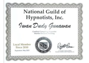 sertifikat hipnoterapi pak iwan - consulting hypnotist member national guild of hypnotist